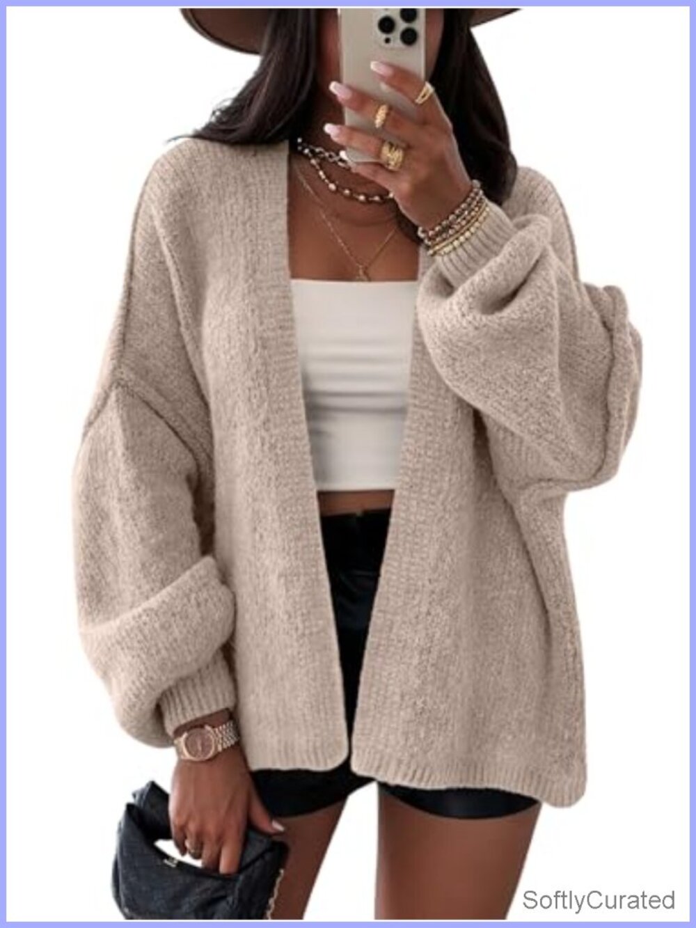 LILLUSORY Oversized Chunky Cardigan Sweater Women Lantern Sleeve Cozy Fall